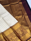 Kanjeevaram Silk Saree Half-White In Colour