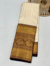 Kanjeevaram Silk Saree Half-White In Colour