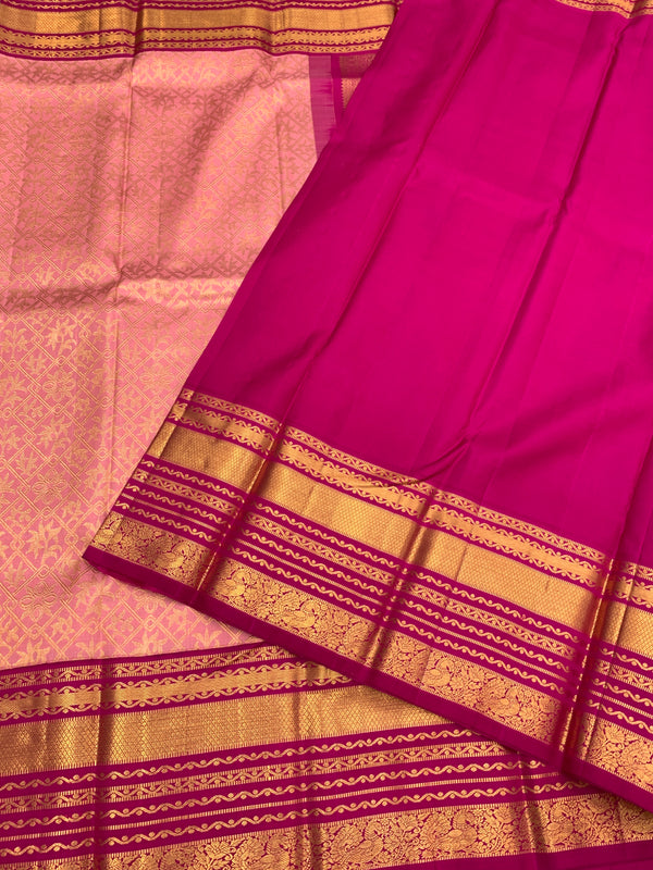 Kanjeevaram Silk Saree Peach In Colour