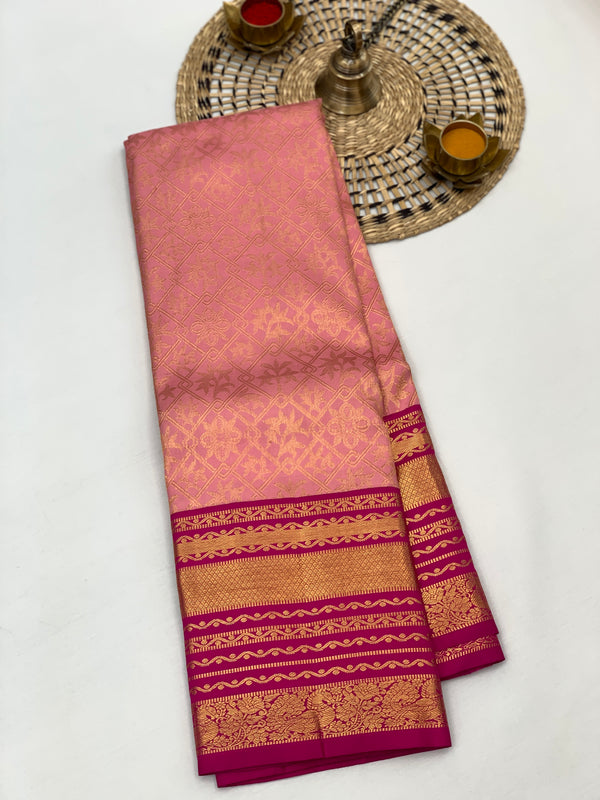 Kanjeevaram Silk Saree Peach In Colour
