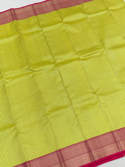Kanjeevaram Silk Saree Yellow In Colour