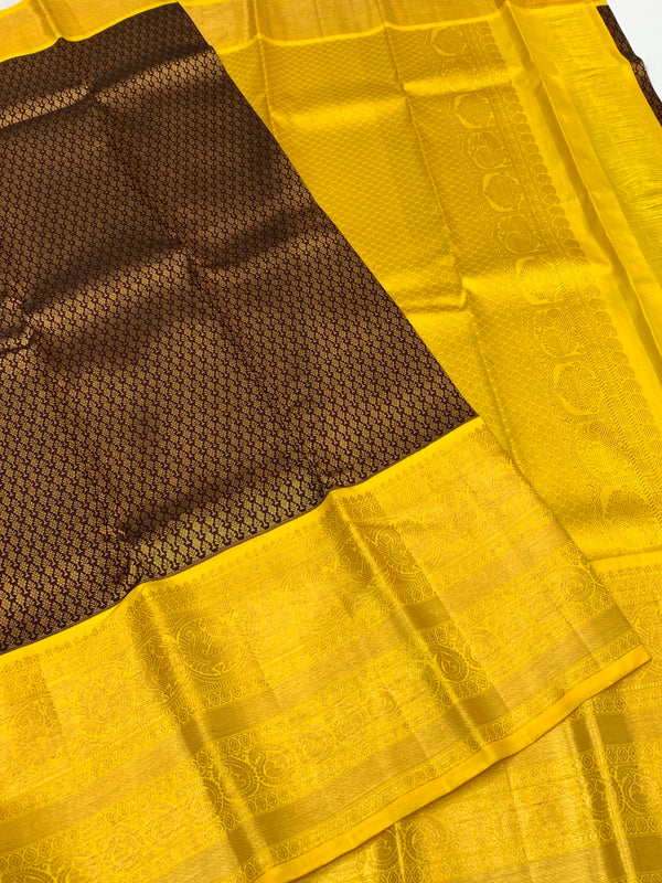Kanjeevaram Silk Saree Brown In Colour