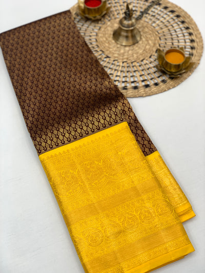 Kanjeevaram Silk Saree Brown In Colour