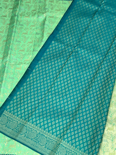 Kanjeevaram Silk Saree Sea-Green In Colour
