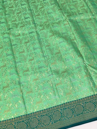 Kanjeevaram Silk Saree Sea-Green In Colour