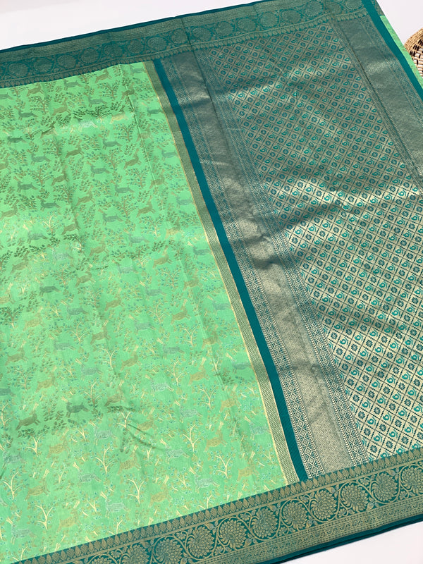 Kanjeevaram Silk Saree Sea-Green In Colour