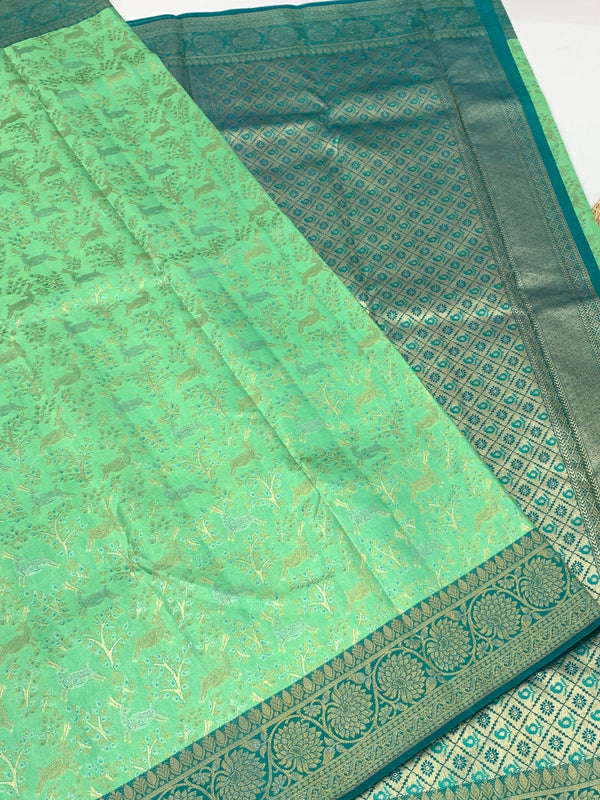 Kanjeevaram Silk Saree Sea-Green In Colour