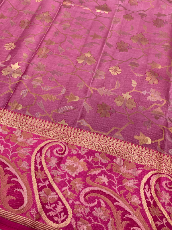 Kanjeevaram Silk Saree Light-Magenta In Colour