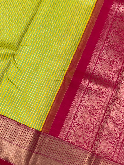 Kanjeevaram Silk Saree Yellow In Colour