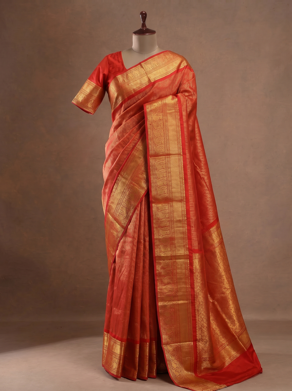 Kanjeevaram Silk Saree Red In Colour