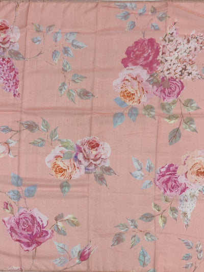 Peach Floral Printed Kota Cotton Saree