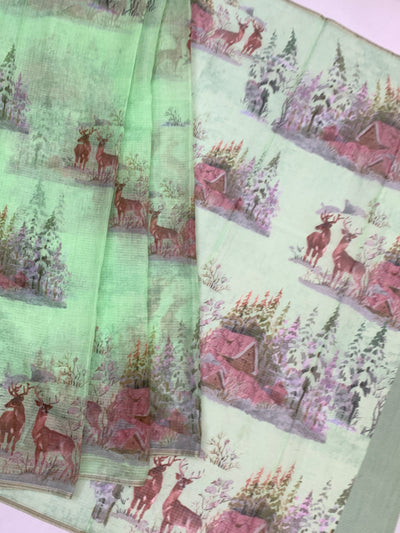 Digital Floral Printed Kota Doria Cotton Saree