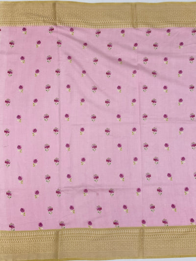 Pastel-Pink Printed Digital Kota Saree
