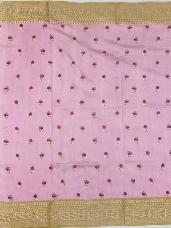 Pastel-Pink Printed Digital Kota Saree