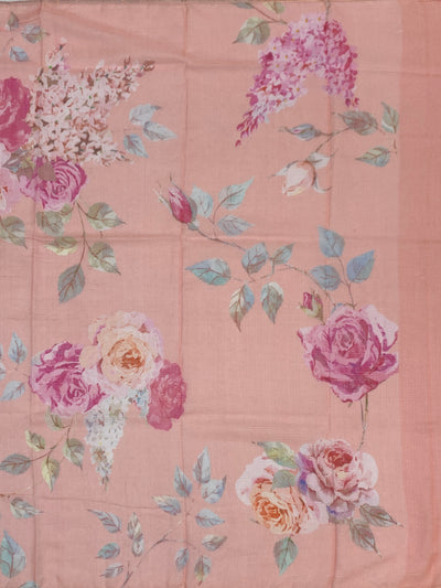 Peach Floral Printed Kota Cotton Saree