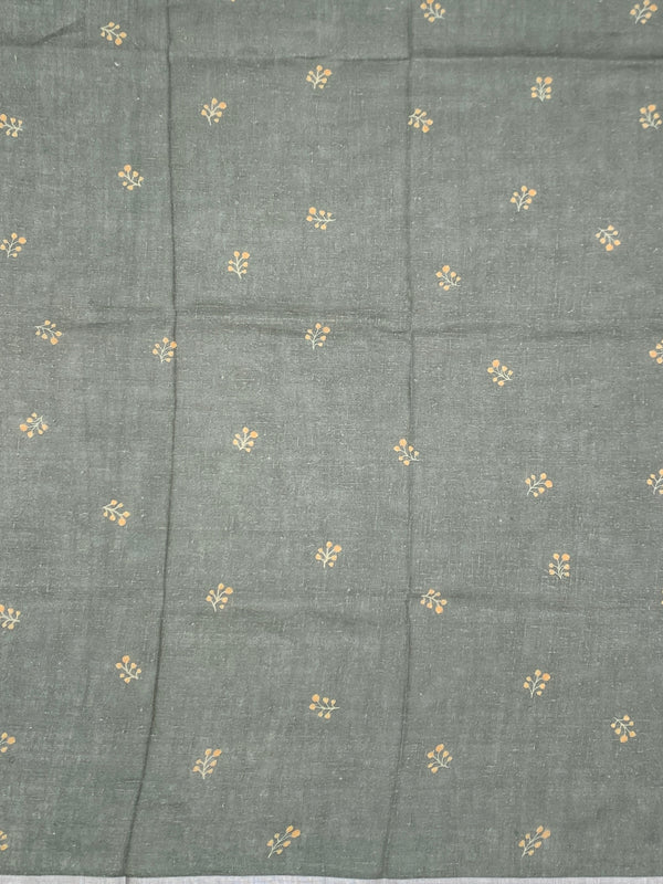 Sage Green Digital Floral Printed Linen Saree