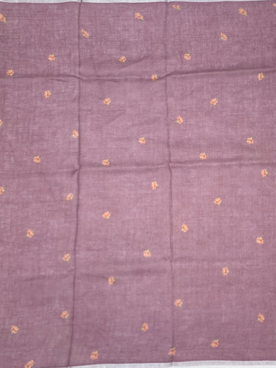 Elegant Mauve Floral Printed Linen Saree