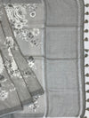 Printed LinenSaree Slate-Grey In Colour