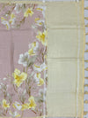 Printed Pastel-PInk Linen Saree