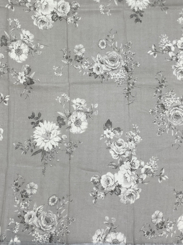 Printed LinenSaree Slate-Grey In Colour