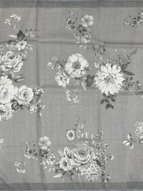Printed LinenSaree Slate-Grey In Colour
