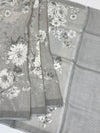 Printed LinenSaree Slate-Grey In Colour