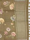 Printed Linen Saree with Floral Elegance