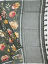 Sage Green Digital Floral Printed Linen Saree