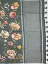 Sage Green Digital Floral Printed Linen Saree