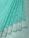 Exquisite Aqua Green Banarasi Mashru Silk Saree with Silver Zari