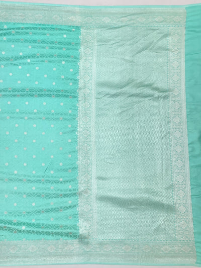 Exquisite Aqua Green Banarasi Mashru Silk Saree with Silver Zari
