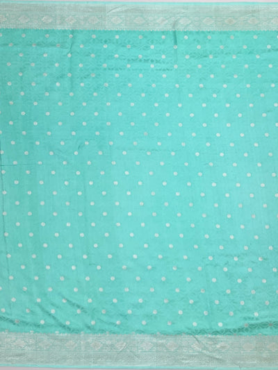 Exquisite Aqua Green Banarasi Mashru Silk Saree with Silver Zari