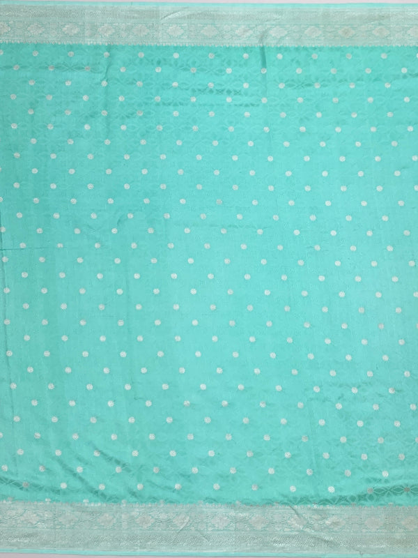 Exquisite Aqua Green Banarasi Mashru Silk Saree with Silver Zari