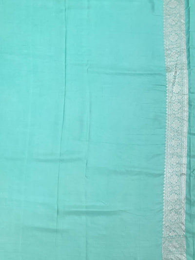 Exquisite Aqua Green Banarasi Mashru Silk Saree with Silver Zari