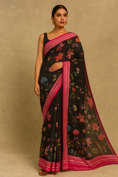 Cotton Kota Saree Black In Colour