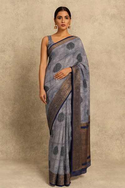 Maheshwari Cotton Saree Blue In Colour