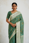 Chiniya Silk Saree Green In Colour