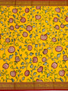 Mustard Yellow Floral Mysore Silk Saree