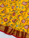 Mustard Yellow Floral Mysore Silk Saree