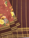 Elegant Dusty Rose Floral Mysore Silk Saree with Contrast Border