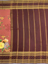 Elegant Dusty Rose Floral Mysore Silk Saree with Contrast Border