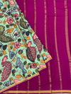 Exquisite Mysore Silk Saree with Pen Kalamkari-Style Print
