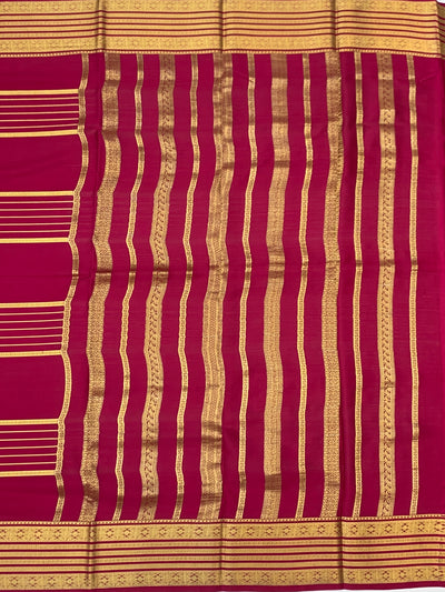 Radiant Pink Mysore Silk Saree with Traditional Gold Zari