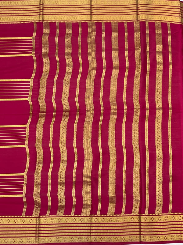 Radiant Pink Mysore Silk Saree with Traditional Gold Zari