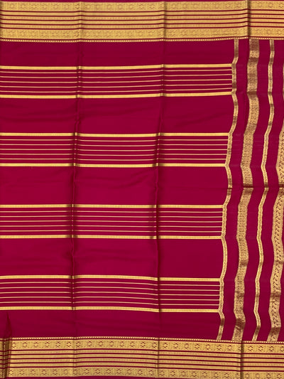 Radiant Pink Mysore Silk Saree with Traditional Gold Zari