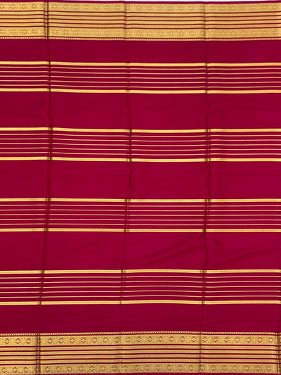 Radiant Pink Mysore Silk Saree with Traditional Gold Zari