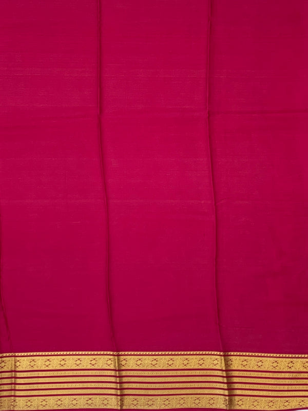 Radiant Pink Mysore Silk Saree with Traditional Gold Zari