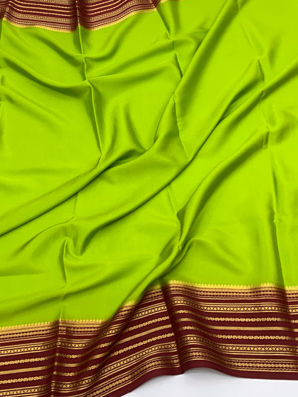 Ethereal Blooms: Green & Maroon Mysore Silk Saree