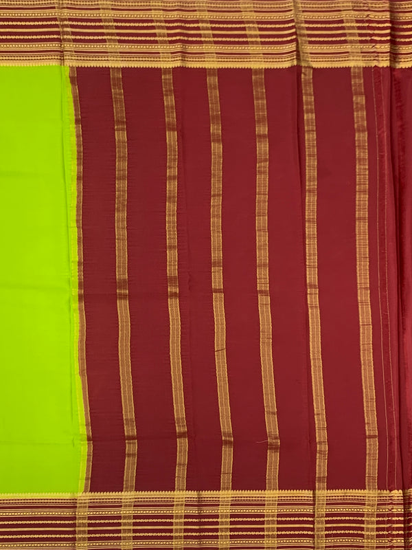 Ethereal Blooms: Green & Maroon Mysore Silk Saree