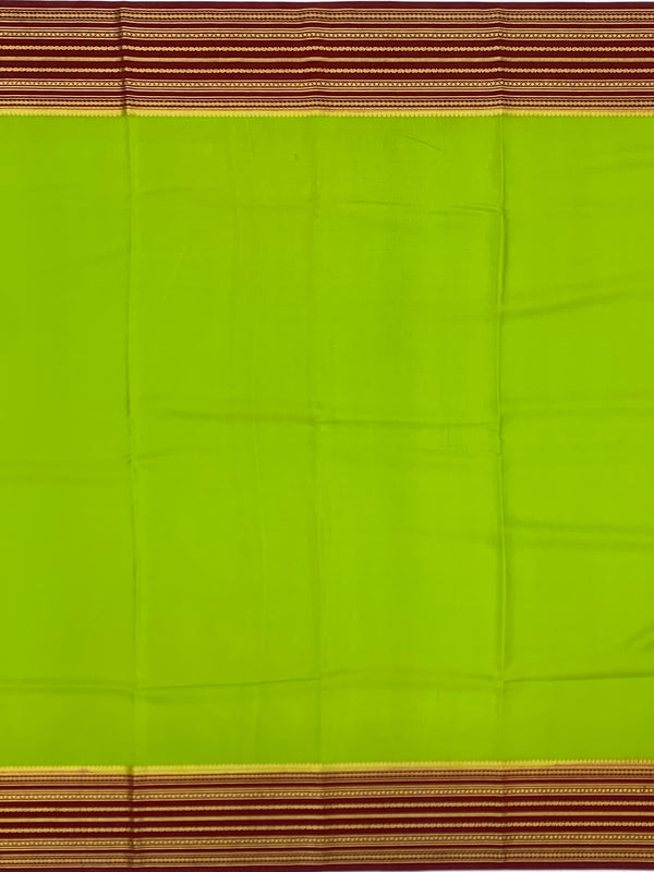 Ethereal Blooms: Green & Maroon Mysore Silk Saree